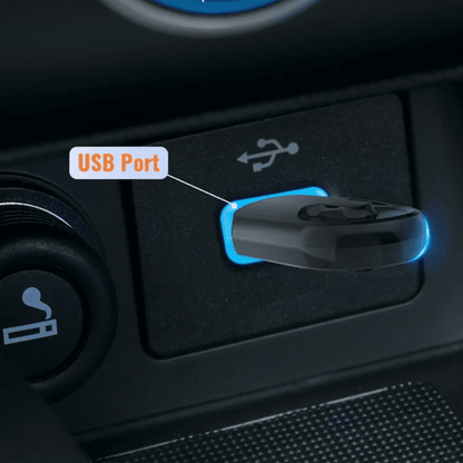 Image of KHAAS Wireless Apple CarPlay Adapter, showing the compact size of the product 