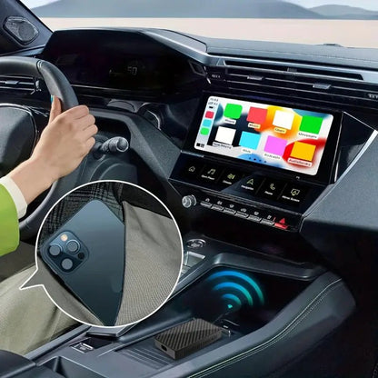 Image of KHAAS Wireless CarPlay Adapter Pro, showing the wireless transformation for apple CarPlay.