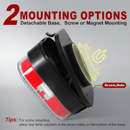 Image of KHAAS TowBeam™ Wireless Magnetic Trailer Lights, showing 2 ways of mounting 