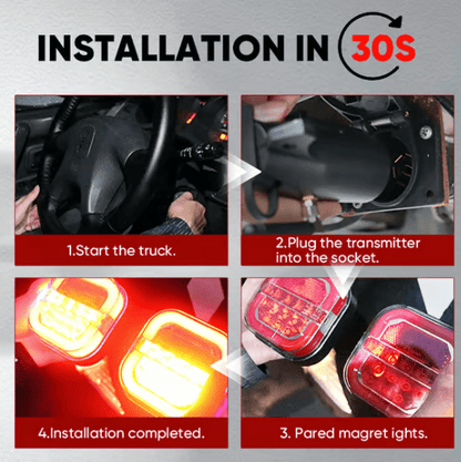 Image of KHAAS TowBeam™ Wireless Magnetic Trailer Lights, showing simple installation steps 